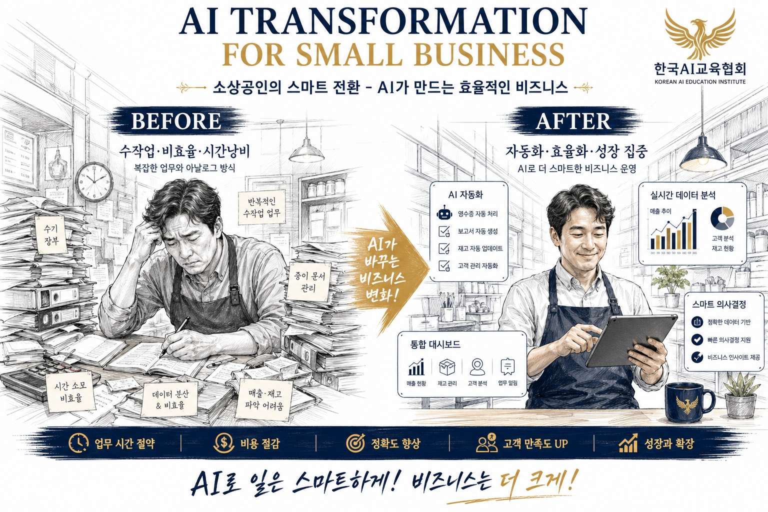 한국AI교육연구원 자동화 도입 전후 비교 인포그래픽 3